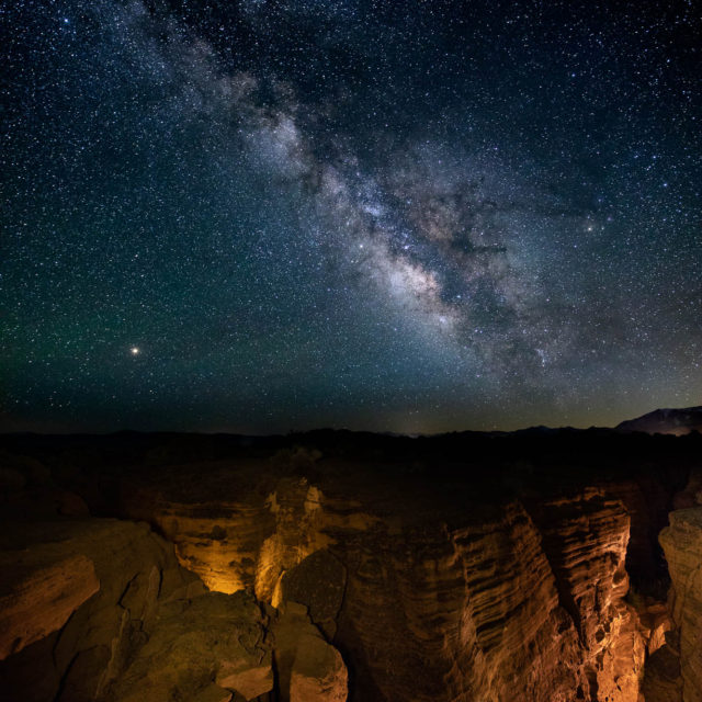 Milky Way and volcanic fissures.